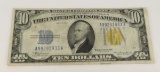 1934 A $10 North Africa Yellow Seal Silver Cert