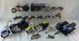 Collection of toy motorcycles & snowmobiles