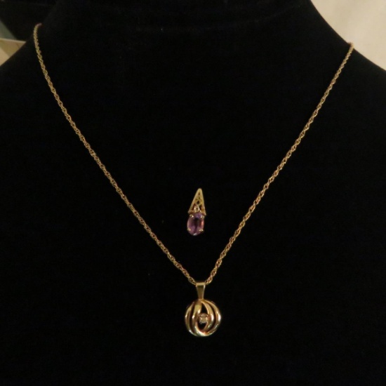 14kt Gold FLKA necklace with 2 pendants