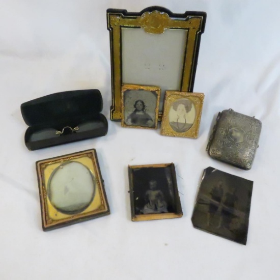 Tin Types, Daguerreotype, frames & eyeglasses