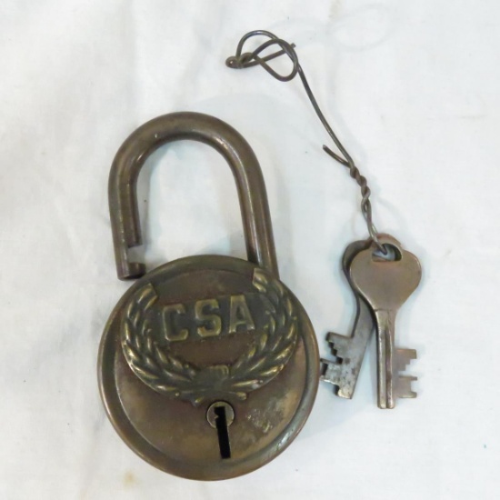 CSA Confederate States of America padlock & keys
