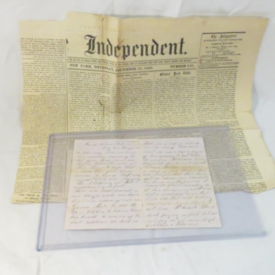 Original Handwritten Letter Civil War 1862