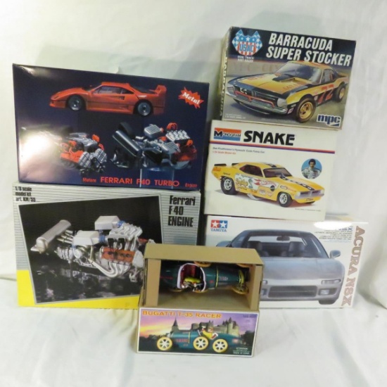 5 car & engine models and wind up car