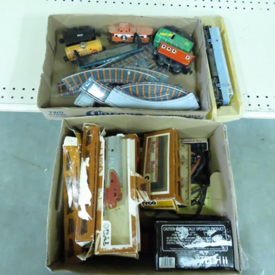 Vintage tin train and Tyco set with track