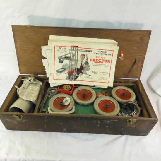 Vintage No. 7 1/2 Erector set in wooden case