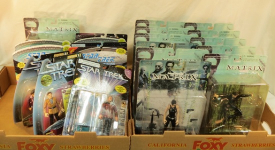 12 The Matrix & 6 Star Trek action figures NIP