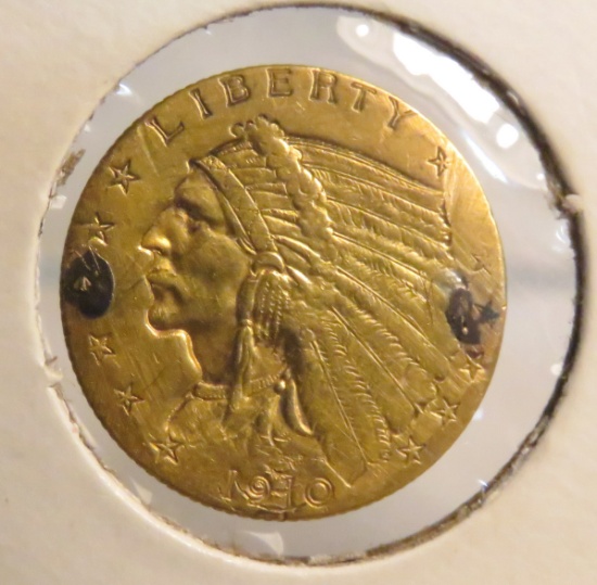 1910 2 1/2$ Gold Indian Head Quarter Eagle