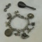 Sterling Silver Charm Bracelet & 2 pins 46gtw