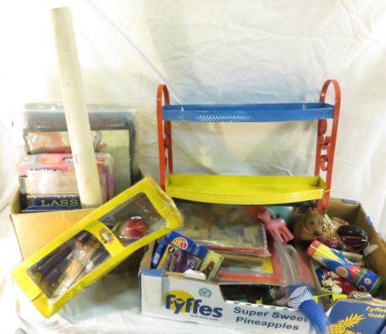 Vintage kids puzzles, books, puppet