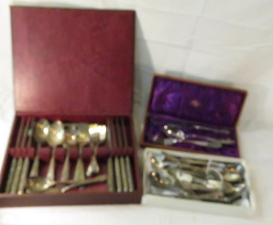 Silverplate flatware set and bonus pieces