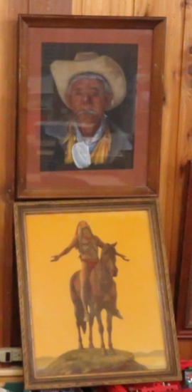 2 Vintage Native American Framed Prints