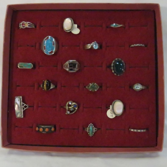 Sterling silver rings - some semi precious  -67gtw