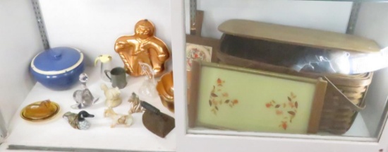 Picnic basket, cake molds, candy dishes, figurines