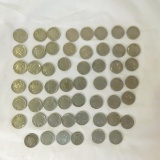 52 Buffalo Nickels, 1 V nickel, 1 Steel Cent