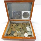 Mixed US Coins, wheat cents, 75¢ face silver