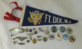 WWII Sweetheart Jewelry, buttons & pennant