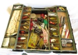 Tackle box with 30+ vintage lures and gear