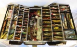 Large Tackle Box with 70+ vintage lures