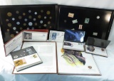 1st day covers in books & 2 stamp & coin trays
