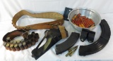 Ammo belts, holster, magazines, shotgun shells