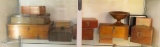 Collection of vintage wooden boxes & a bowl