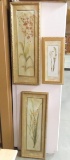 Three Framed Decorator Floral Art Prints
