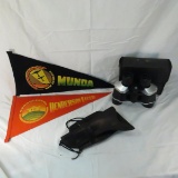 2 US military pennants, holster & binoculars