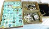Costume jewelry earrings, necklaces, pins, watches