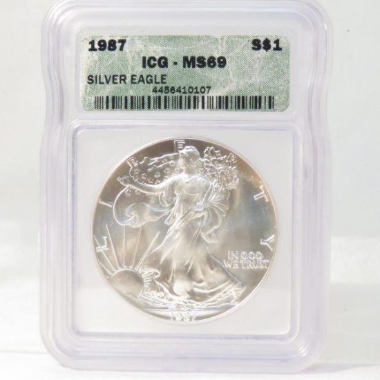 1987 American Silver Eagle ICG Graded MS69