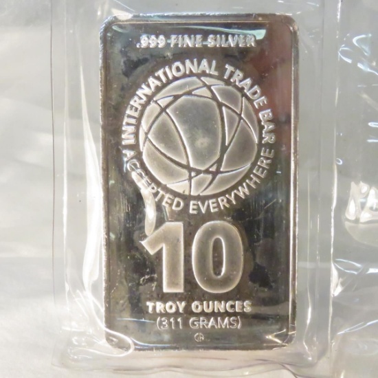 10 OZT .999 Silver International Trade Bar