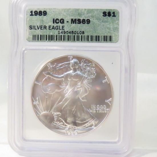 1989 American Silver Eagle ICG Graded MS69