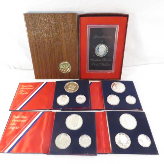 4 1976 Silver 3 coin sets & 1972 Silver Eisenhower
