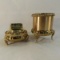 Brass lighter and cigarette cup