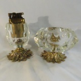 Crystal & Brass look lighter and ashtray set