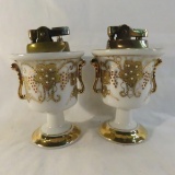 Pair of Japan china lighters with gold accents