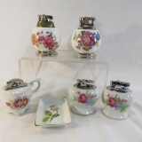 5 Japan Table Lighters and 1 Ashtray