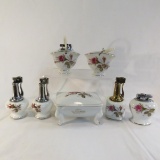 5 Table Lighters, 1 Vase & a Lidded Box