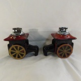 Pair of ceramic Japan table lighters