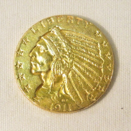 1911 $5 Gold Indian Head Half Eagle