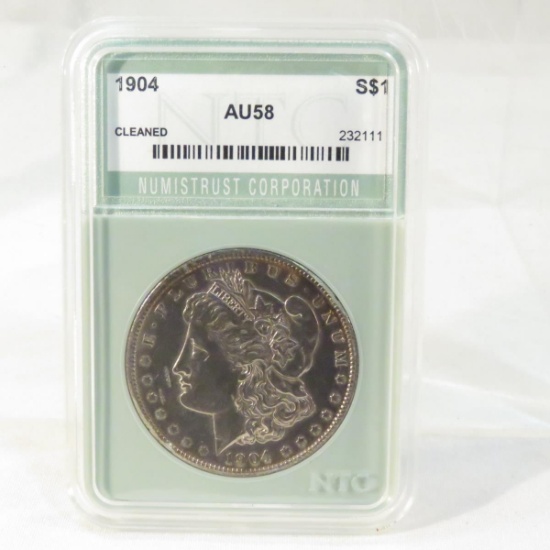 1904 Morgan Silver Dollar Numitrust graded AU58