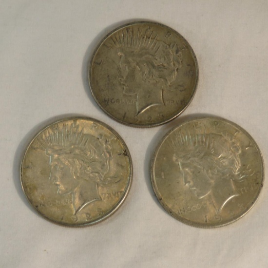 1923 P,D,S Peace Silver Dollars