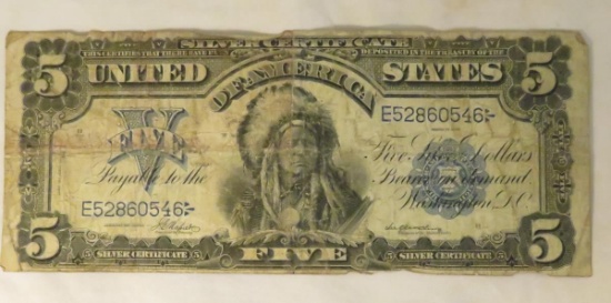 1899 $5 Silver Certificate One Papa Large Note