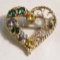 14K gold heart brooch/pendant with stones
