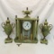 French Green Onyx 3 piece clock set