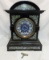 Wood & blue delft shelf mantel clock