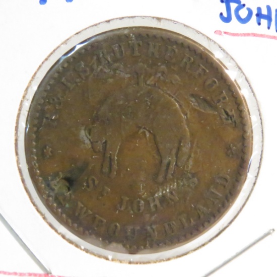 R&I.S.Rutherford St Johns New Foundland token 1841