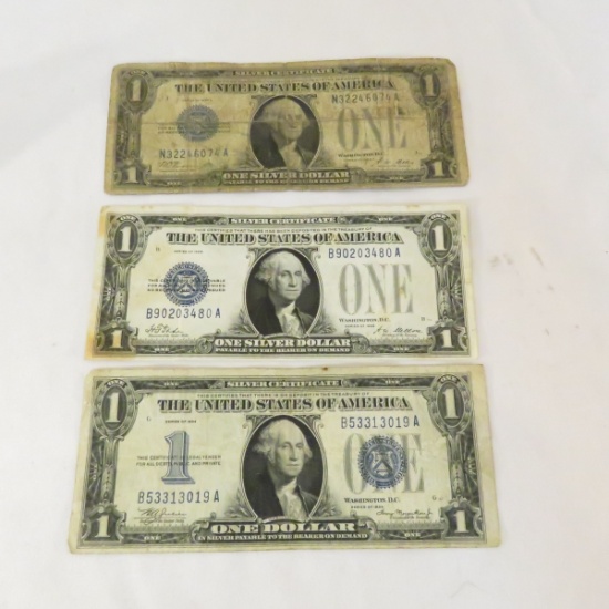 2 1928 & 1 1934 $1 Funny Back Silver certificates