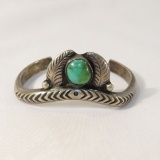 Vintage unmarked silver & turquoise cuff bracelet