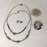 Mexican silver brooches, necklaces & earrings
