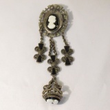 Vintage Chatelaine Style Cameo Brooch